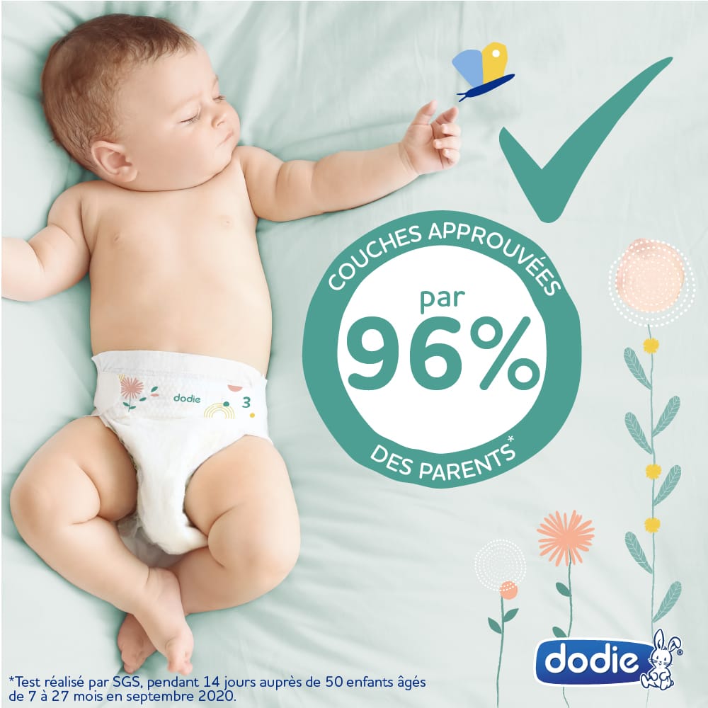 Dodie Couches Bébé Taille 1 (2 à 5 kg) - Lot de 2 x 56 couches Lot de 2