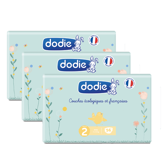 Dodie Couches Bébé Taille 2 (3 à 6 kg) - Lot de 3 x 56 couches lot de 3