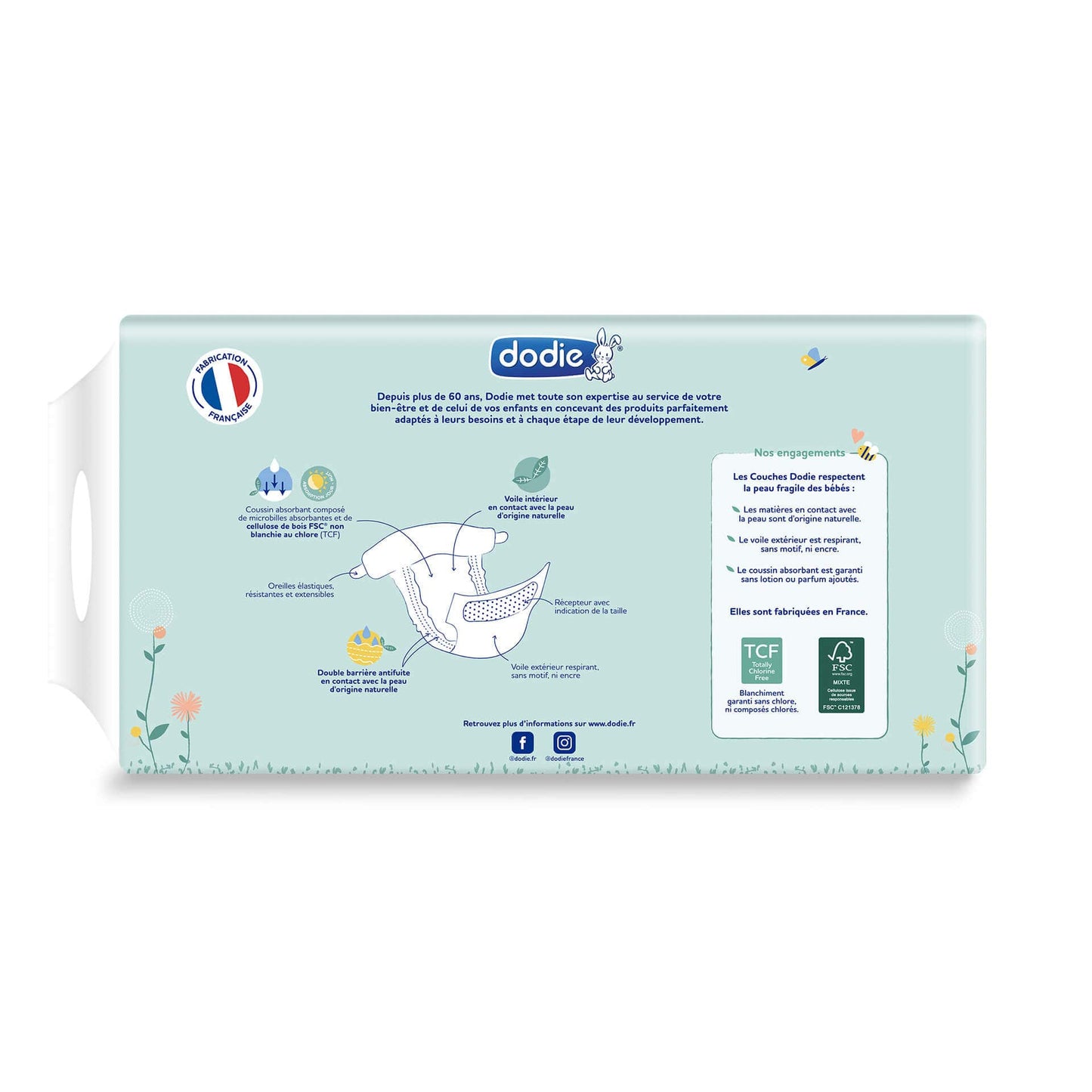 Dodie Couches Bébé Taille 1 (2 à 5 kg) - Lot de 2 x 56 couches Lot de 2