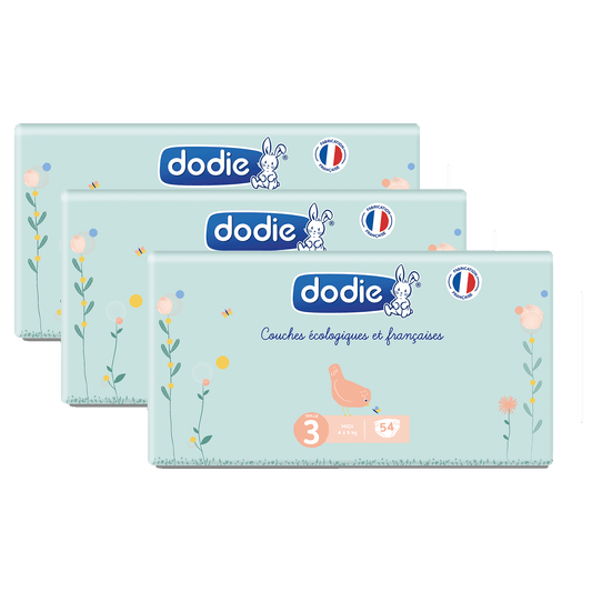 Dodie Couches Bébé Taille 3 (4 à 9 kg) - Lot de 3 x 54 couches lot de 3