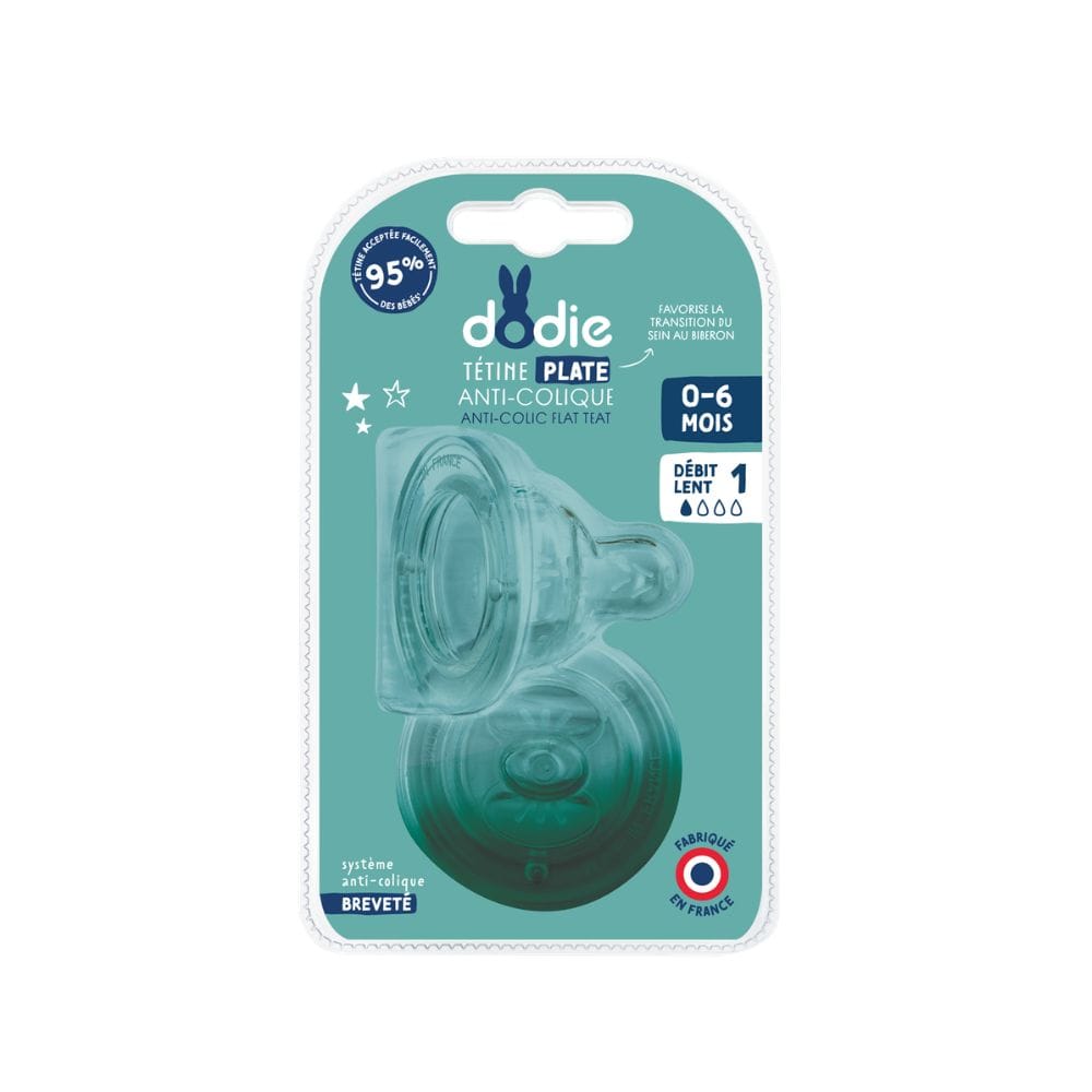 Dodie Lot de 2 Tétines Plates Anti-Colique Débit 1
