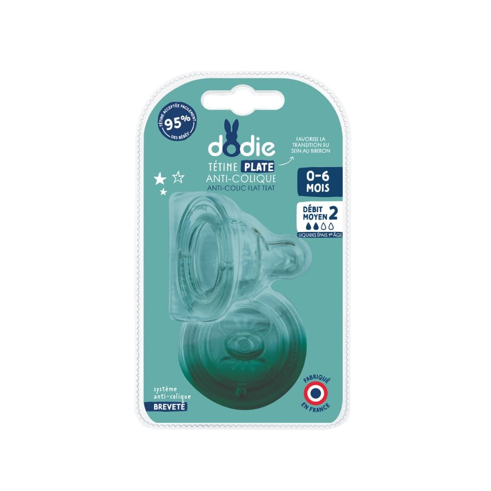 Dodie Lot de 2 Tétines Plates Anti-Colique Débit 2