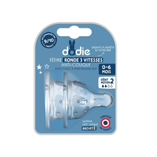 Dodie Lot de 2 Tétines Rondes Anti-Colique Débit 2
