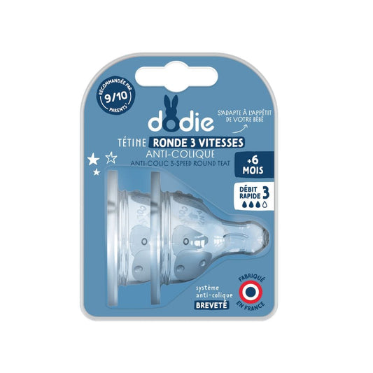 Dodie Lot de 2 Tétines Rondes Anti-Colique Débit 3